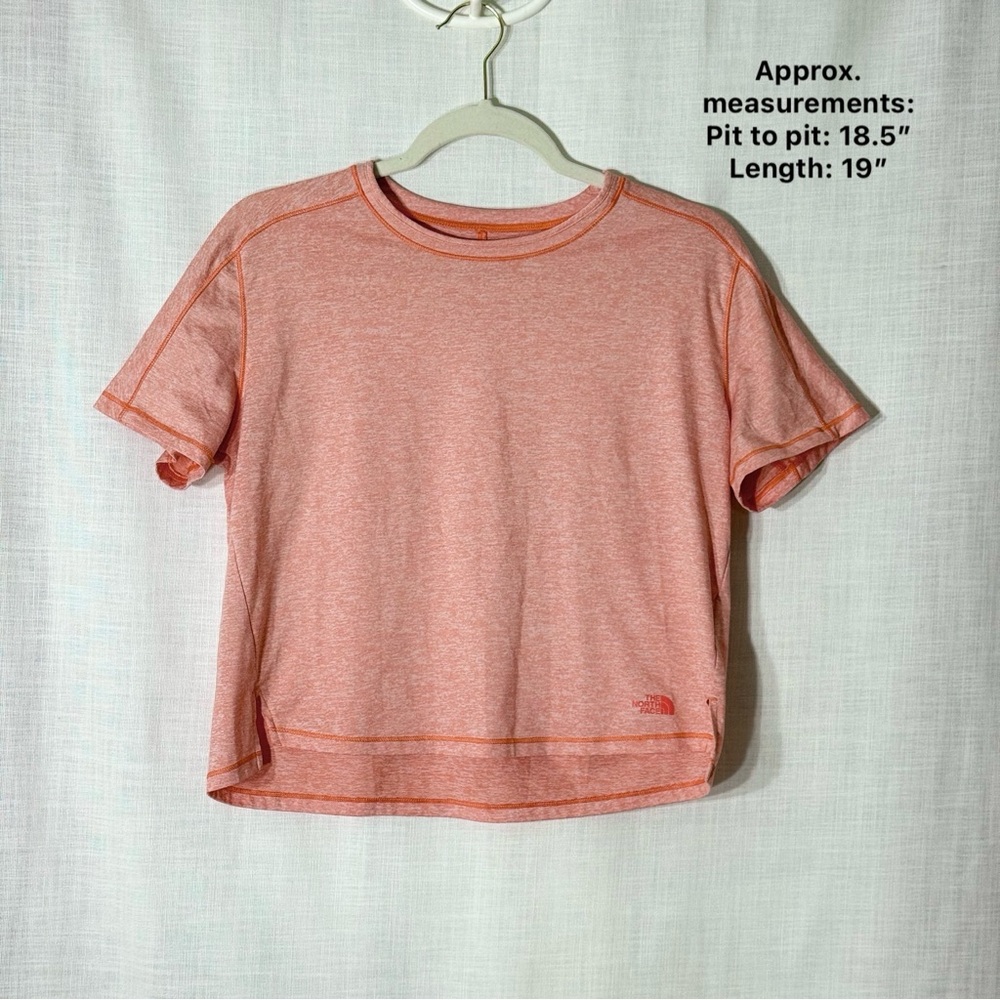 The North Face Dawndream Womens Cropped Athletic Tee Peach Orange Small